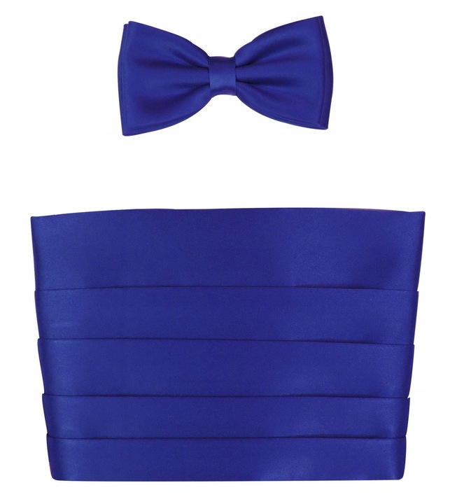 Kobaltowy pas smokingowy XXL z muszką męską