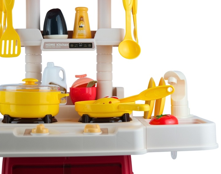 Duża Kuchnia Dla Dzieci 66 cm Kran Para Palniki + Akcesoria Spożywcze
