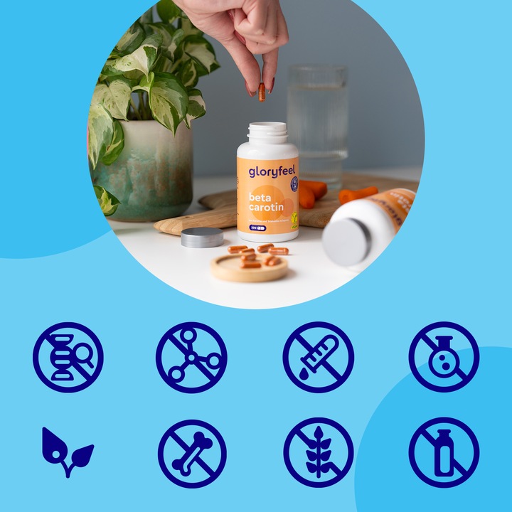 BETA KAROTEN SUN - 200 wegański kapsułek naturalny BETA KAROTEN gloryfeel