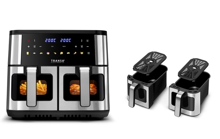 FRYTKOWNICA BEZTŁUSZCZOWA DWUKOMOROWA PODWÓJNA 9 PROGRAMÓW LED 9L