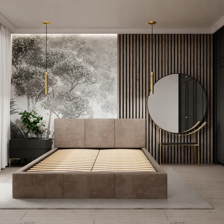 ŁÓŻKO TAPICEROWANE DO SYPIALNI 140x200 ŁÓŻKO PODWÓJNE Z POJEMNIKIEM