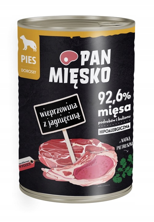 Karma dla psa Pan Mięsko 12 x 400g Mix Smaków york buldog maltańczyk