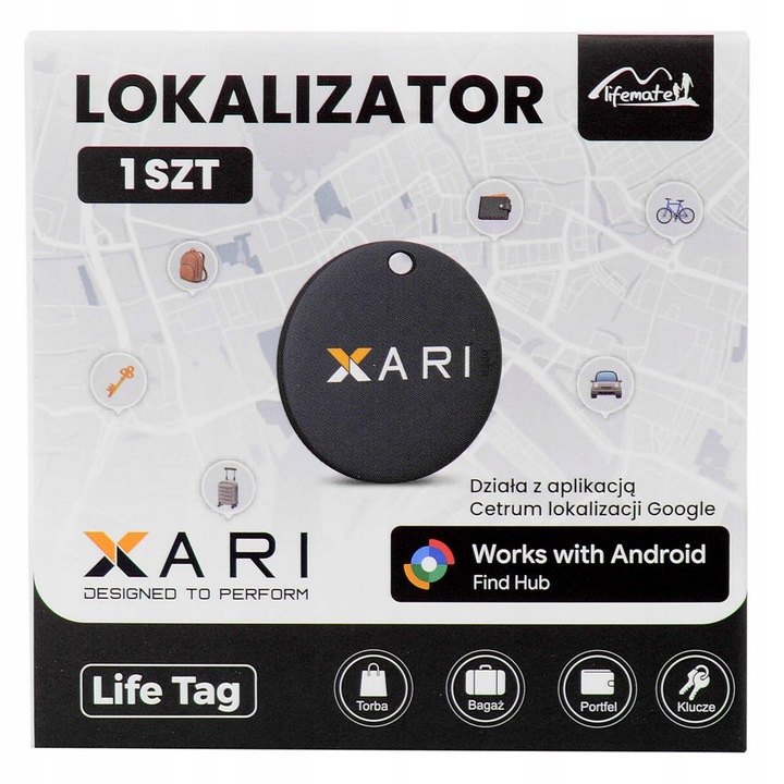 Lokalizator GPS Life Tag Lifemate XARI Android do plecaka kluczy