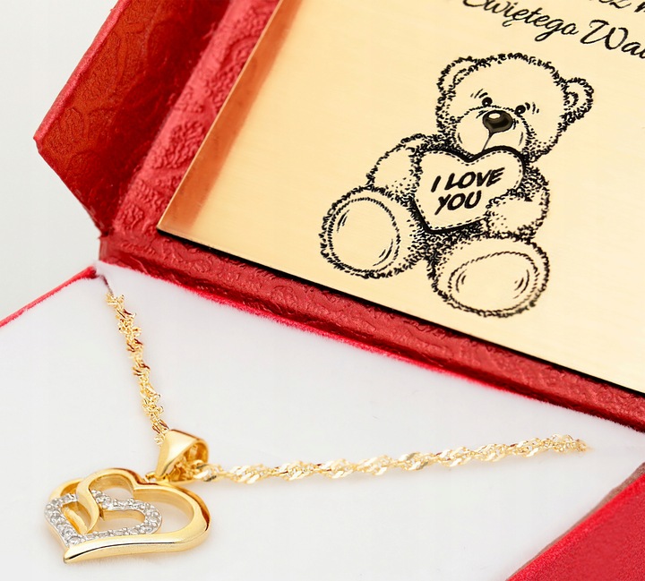 Złoty Łańcuszek 925 Serce Serduszko Grawer