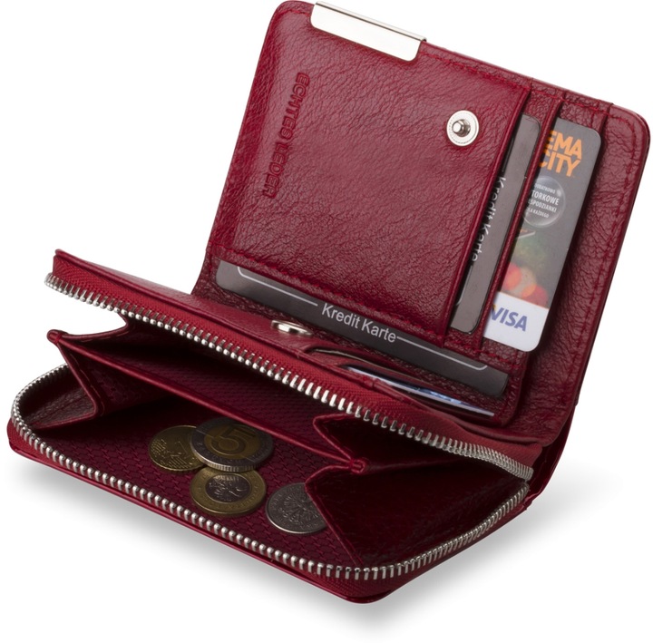 Lakierowany PORTFEL Damski MAŁA PORTMONETKA Skóra Naturalna ELEGANCKI