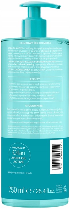 OILLAN Olejkowy żel do mycia do twarzy i ciała 750 ml