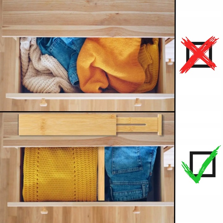 Przegrody do szuflad rozsuwane bambusowe organizer separator