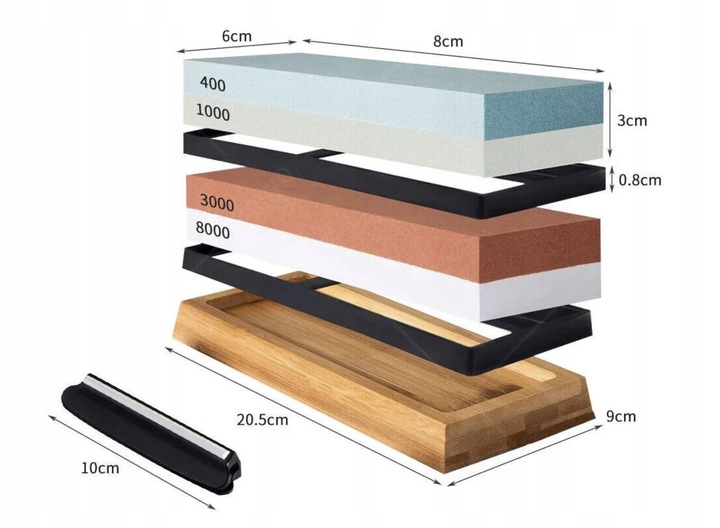 OSTRZAŁKA DO NOŻY KUCHENNYCH NOŻYCZEK KAMIEŃ WODNY ZESTAW DO OSTRZENI