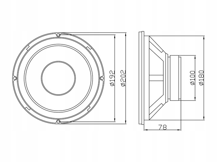 GŁOŚNIK BASOWY WOOFER 150W 200MM 20CM NISKOTONOWY JEDNODROŻNY GDN20 8'