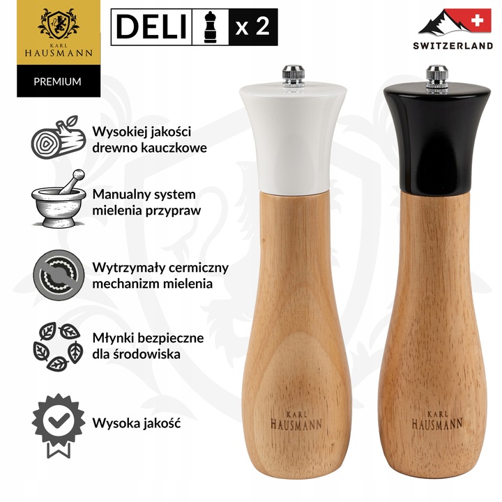 MŁYNEK DO PIEPRZU RĘCZNY ZESTAW 2 SZT MŁYNEK DO PIEPRZU I SOLI DREWNO