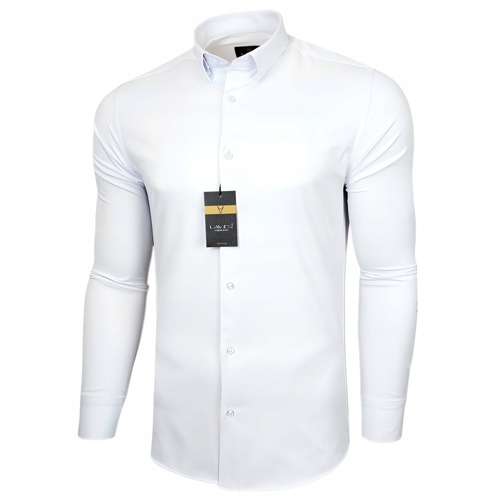 Koszula męska Biała dopasowana Lavier - SLIM FIT Bawełna Rozmiar XL