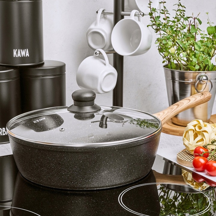 PATELNIA GŁĘBOKA POKRYWKA Granitowa Marmurowa KonigHOFFER Pescado 28 cm