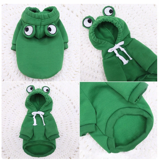 UBRANIE PRZEBRANIE DLA PSA KOTA BLUZA Z KAPTUREM ZIELONA ŻABA S