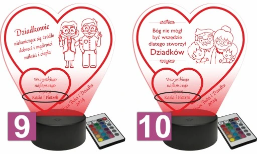 Prezent na Dzień Babci i Dziadka Statuetka dla Dziadków lampka LED + GRAWER