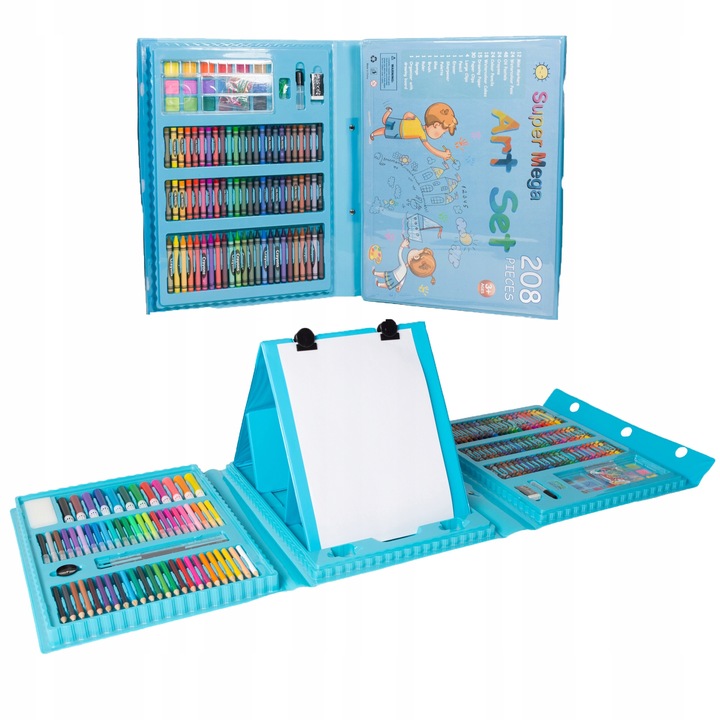 ZESTAW DO MALOWANIA RYSOWANIA ARTYSTYCZNY WALIZKA Niebieska DZIECI PREZENT