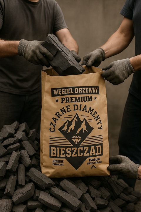 Węgiel Drzewny do Grilla 12 kg Bieszczad Czarne Diamenty Premium do