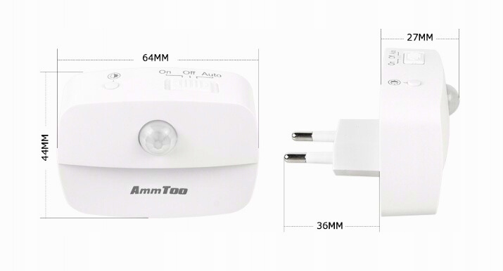 Lampka nocna DO GNIAZDKA LED z czujnikiem 3 TRTBY ŚWIATŁA ruchu kontaktu