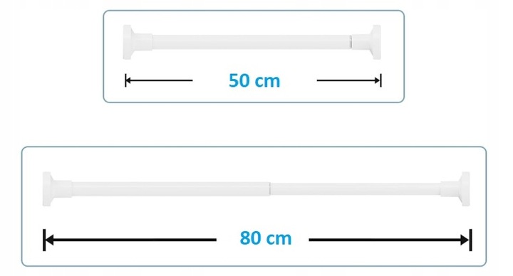DRĄŻEK ROZPOROWY DO SZAFY PRALNI ZASŁON GARDEROBY REGULOWANY 50-80cm BIAŁY
