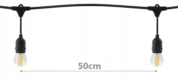 Girlanda Ogrodowa Świetlna 20m+41x Żarówka LED 1W Zewnętrzna Wodoszczelna