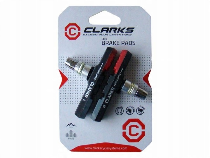 Klocki hamulcowe Clarks CPS301 MTB V-brake 72 mm czerwono-czarno-szare