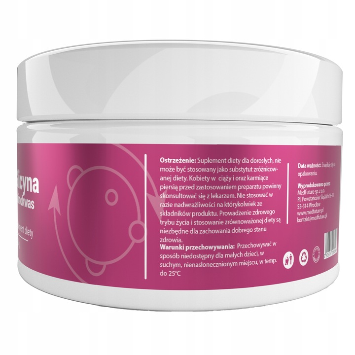 GLICYNA aminokwas w proszku DOBRY SEN, PAMIĘĆ, DETOX - 250 g