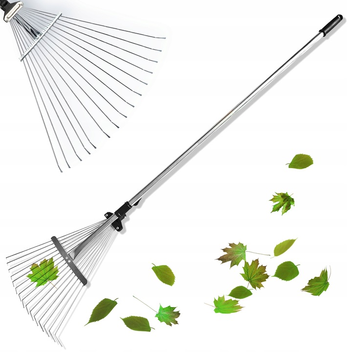 GRABIE METALOWE DO LIŚCI TRAWY Z TRZONKIEM WACHLARZOWE REGULOWANE