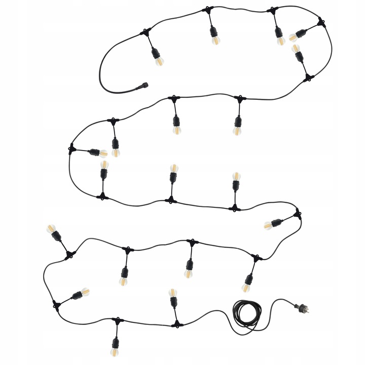 Girlanda Ogrodowa Świetlna 20m+21x Żarówka LED 1W Zewnętrzna Wodoszczelna