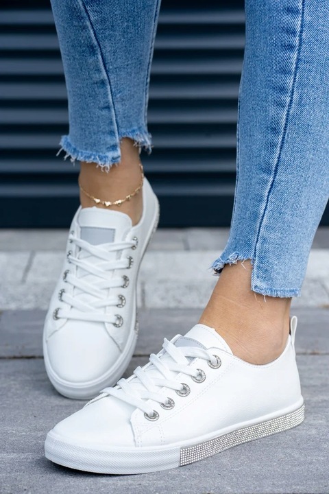 Biało szare trampki damskie skórzane Queen 39