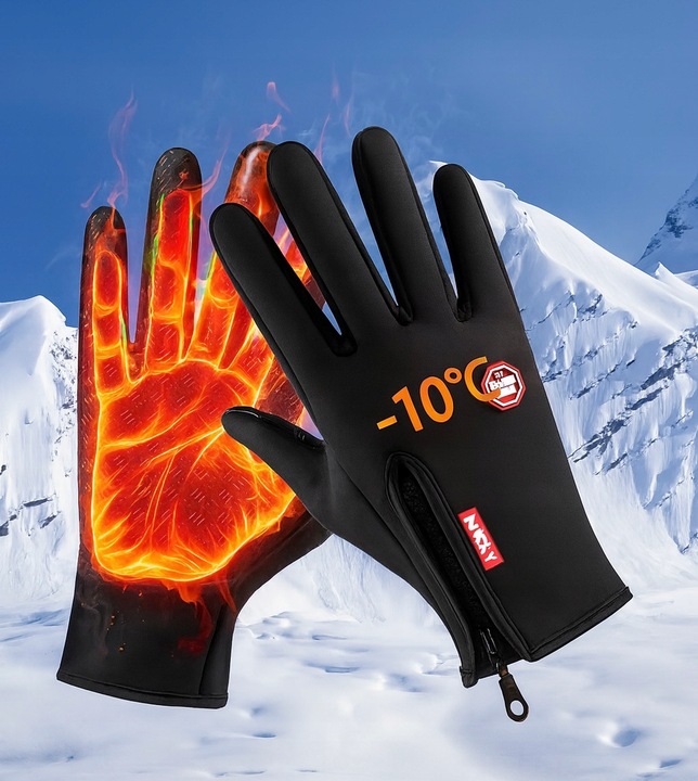 Rękawiczki termiczne ocieplane termoaktywne zimowe czarne ciepłe do
