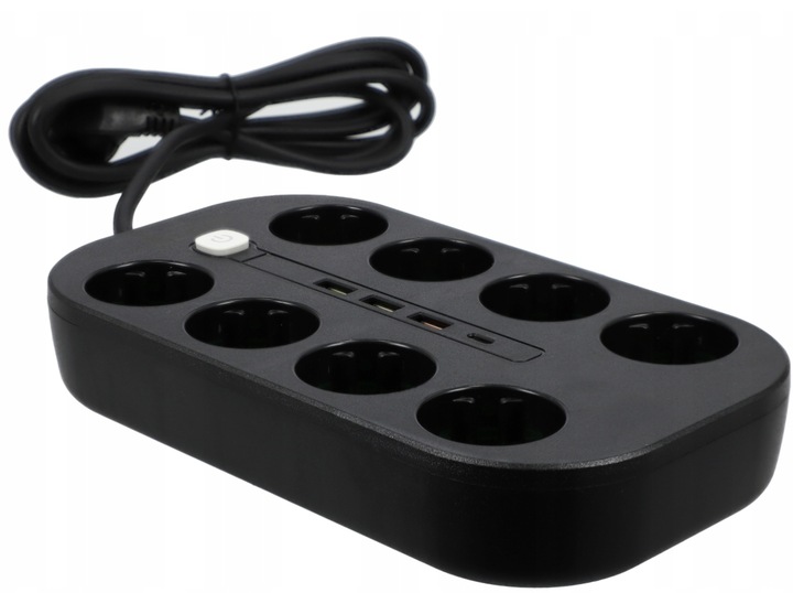 Przedłużacz listwa zasilająca 2 metry 8 gniazd + ładowarka USB + USB-C