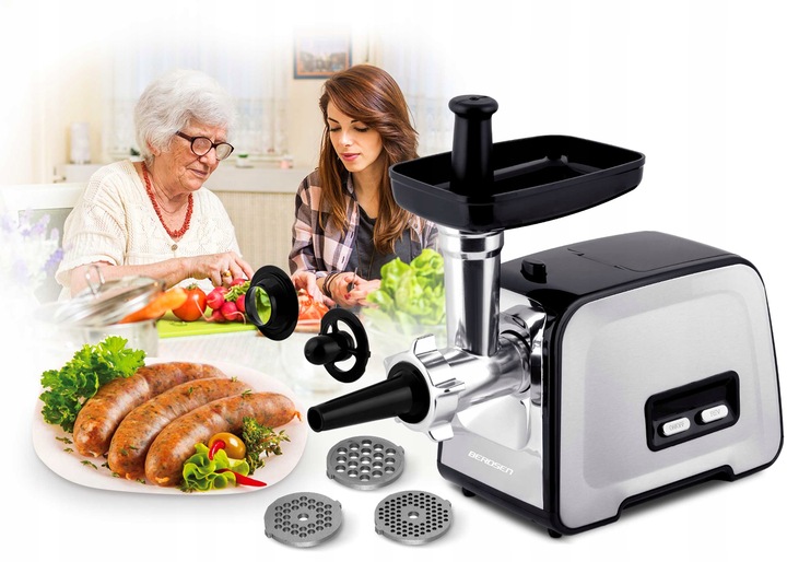 Maszynka do mielenia mięsa Berdsen 1200W Komplet nasadek i sitek