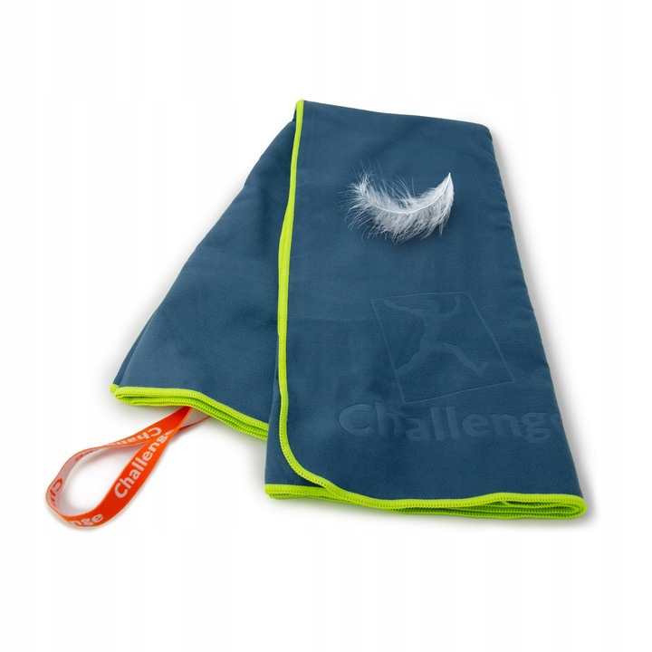 RĘCZNIK Z MIKROFIBRY 80x150 cm GRANATOWY zielona nitka NEW