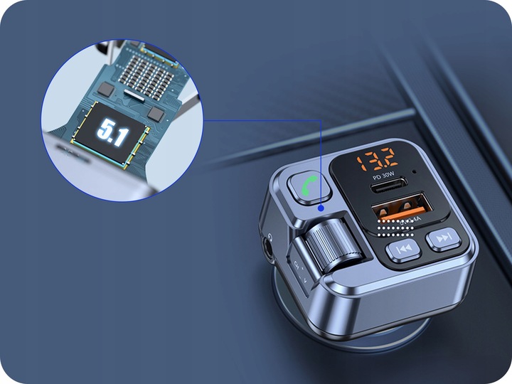 TRANSMITER BLUETOOTH SAMOCHODOWY AUDIO FM MP3 BT SZYBKA ŁADOWARKA USB