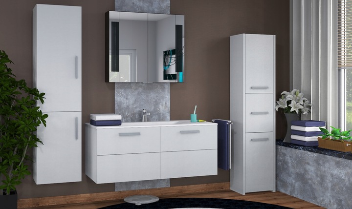 SZAFKA ŁAZIENKOWA REGAŁ SŁUPEK 30cm 3 DRZWI BIAŁA