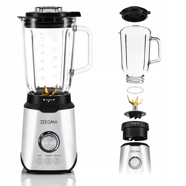 BLENDER KIELICHOWY SZKLANY 1,75L DUŻY sok warzyw owoców koktajli KRUSZY LÓD