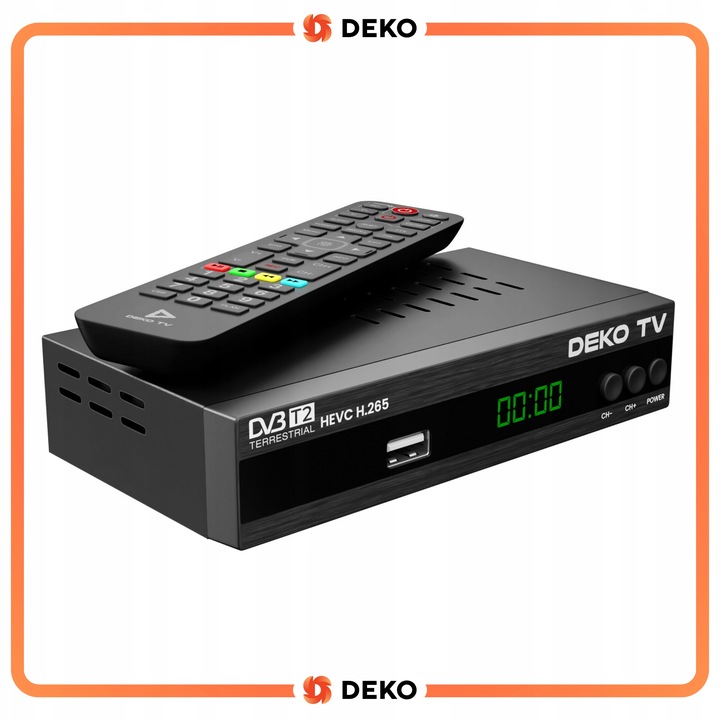 Tuner Dekoder DVBT2 TV Naziemnej HEVC DVBT 2 + Mocna Antena Pokojowa +