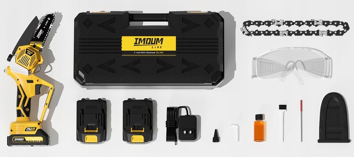 MINI PIŁA ŁAŃCUCHOWA PILARKA GAŁĘZIÓWKA AKUMULATOROWA 4" ZESTAW 2AKU IMOUM