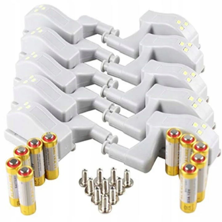 10x LAMPKA LED DO SZAFKI NA ZAWIAS DRZWI + BATERIA