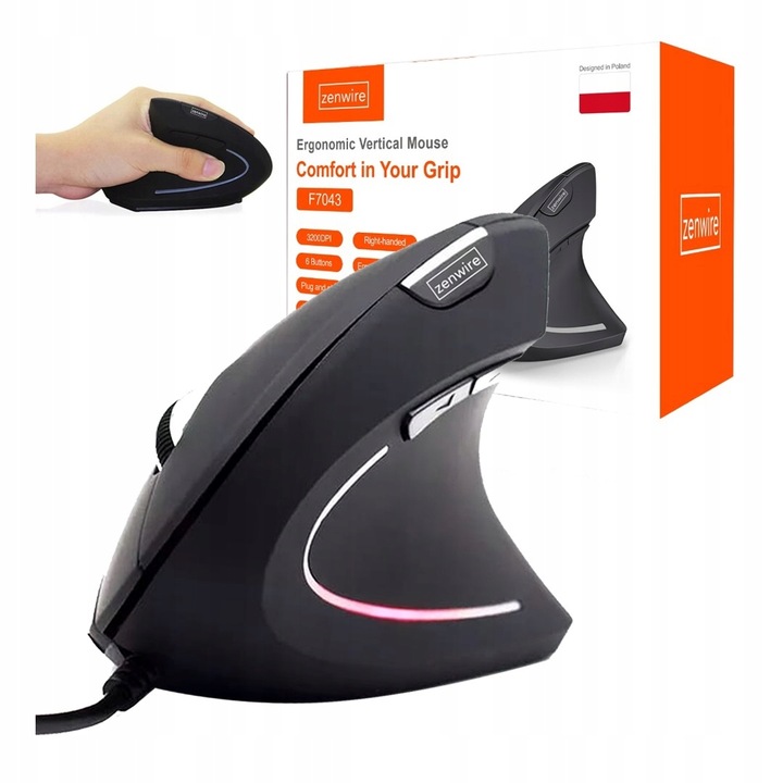 MYSZKA Pionowa Wertykalna MYSZ Ergonomiczna Przewodowa USB Cicha Zenwire