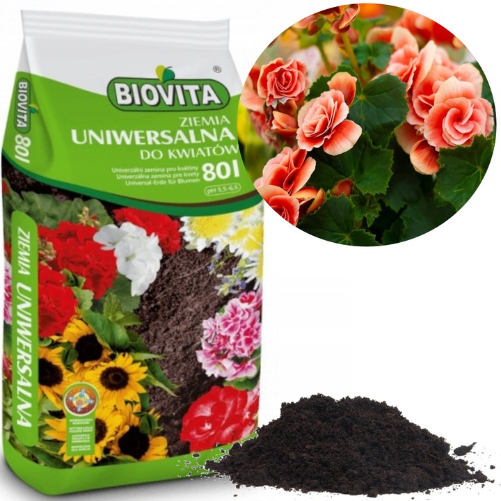 BIOVITA ZIEMIA UNIWERSALNA PODŁOŻE DO KWIATÓW Z NAWOZEM 80 L