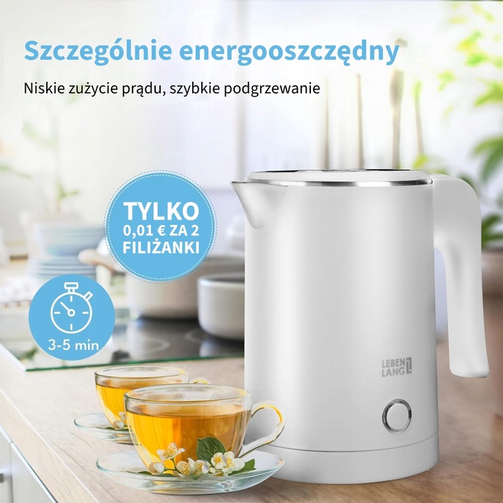 Czajnik elektryczny turystyczny mały 0,5L LEBENLANG stal nierdzewna