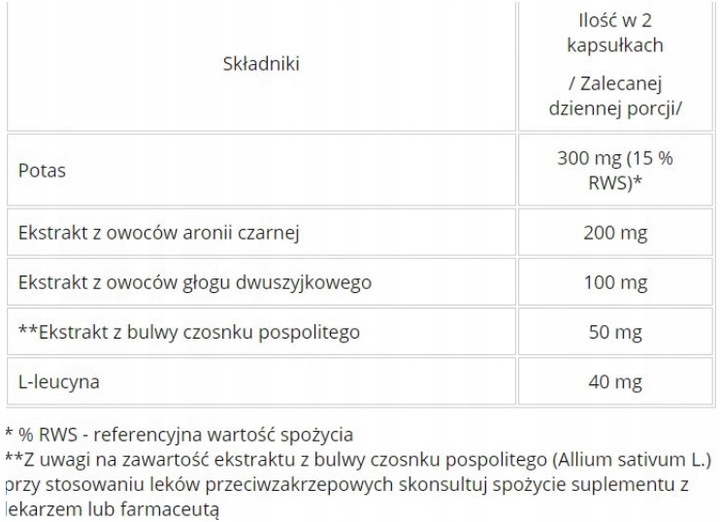NA CIŚNIENIE 60kaps SKOCZYLAS ARONIA POTAS GŁÓG