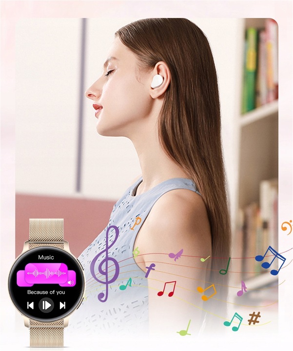 SMARTWATCH ZEGAREK DAMSKI POLSKIE MENU ROZMOWY WIADOMOŚCI 4 PASKI