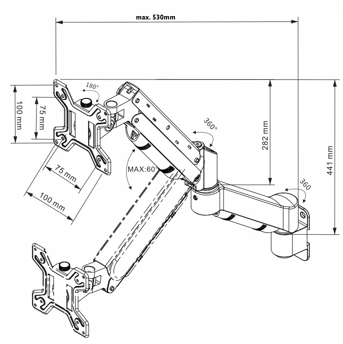 Gazowy Uchwyt do Monitora TV Telewizora ścienny 13-32 cale Uniwersalny