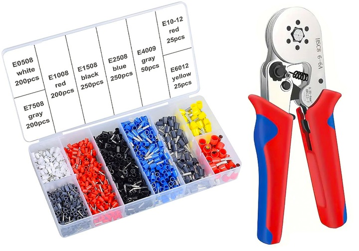 ZACISKARKA DO KABLI SZEŚCIOKĄTNA PRASKA TULEJEK KONEKTORÓW ZESTAW 1200