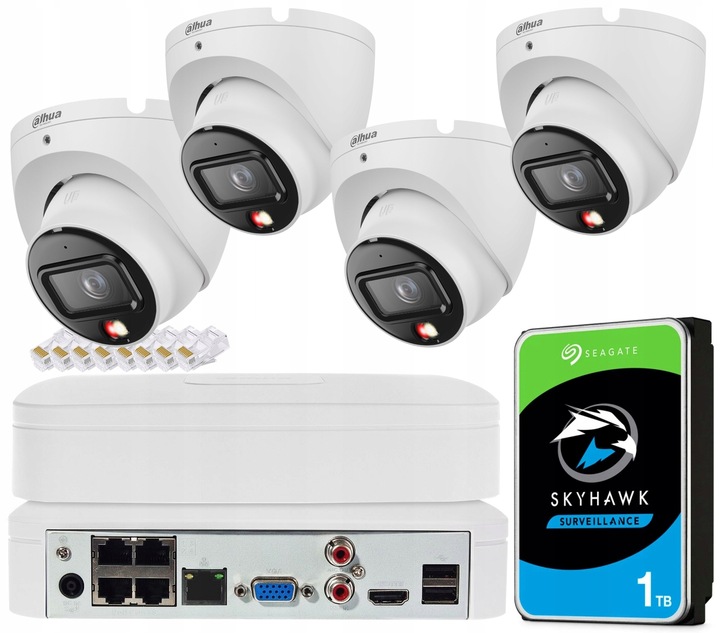 Zestaw Monitoringu 4 Kamery 6Mpx 3K+ Dzień/Noc Full Kolor Detekcja PoE