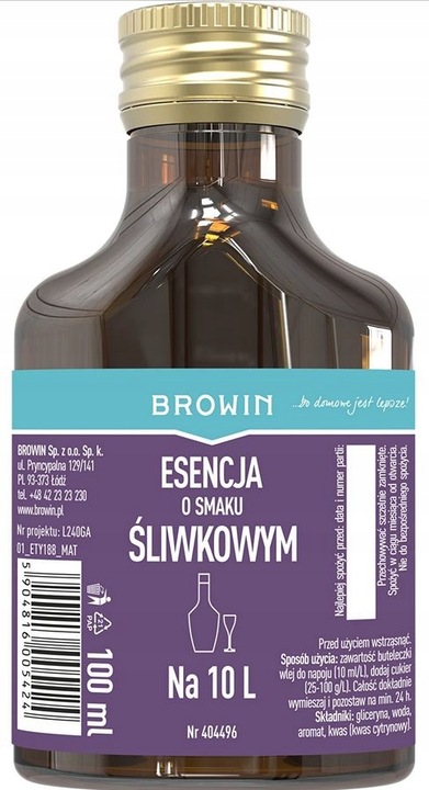 Esencja zaprawka o smaku śliwki śliwowica na 10L alkoholu Browin