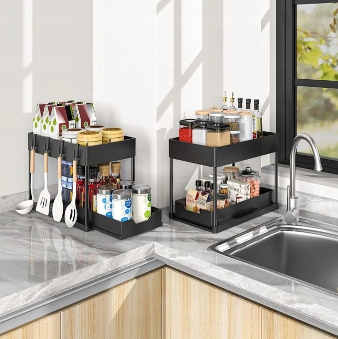 ORGANIZER POD ZLEW 2 POZIOMOWY WYSUWANA PÓŁKA REGAŁ STOJAK DO KUCHNI