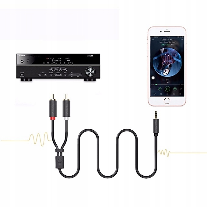 Kabel 1m mini Jack - 2 x RCA cinch chinch UGREEN kabel audio mocny