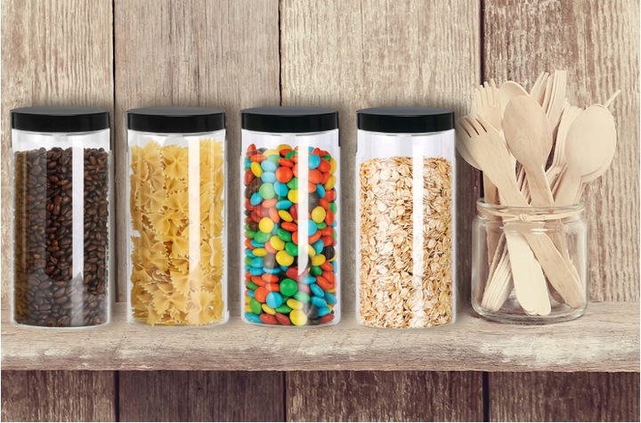 12x Słoik Plastikowy PET Pojemniki 1,5l Makaron Żywność Pojemnik 1500ml